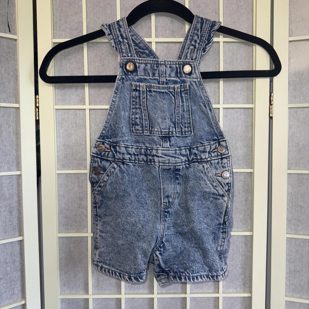 Baby Gap Vintage Wash Denim Ruffled Shortalls Short Overalls Farm Toddler Girl